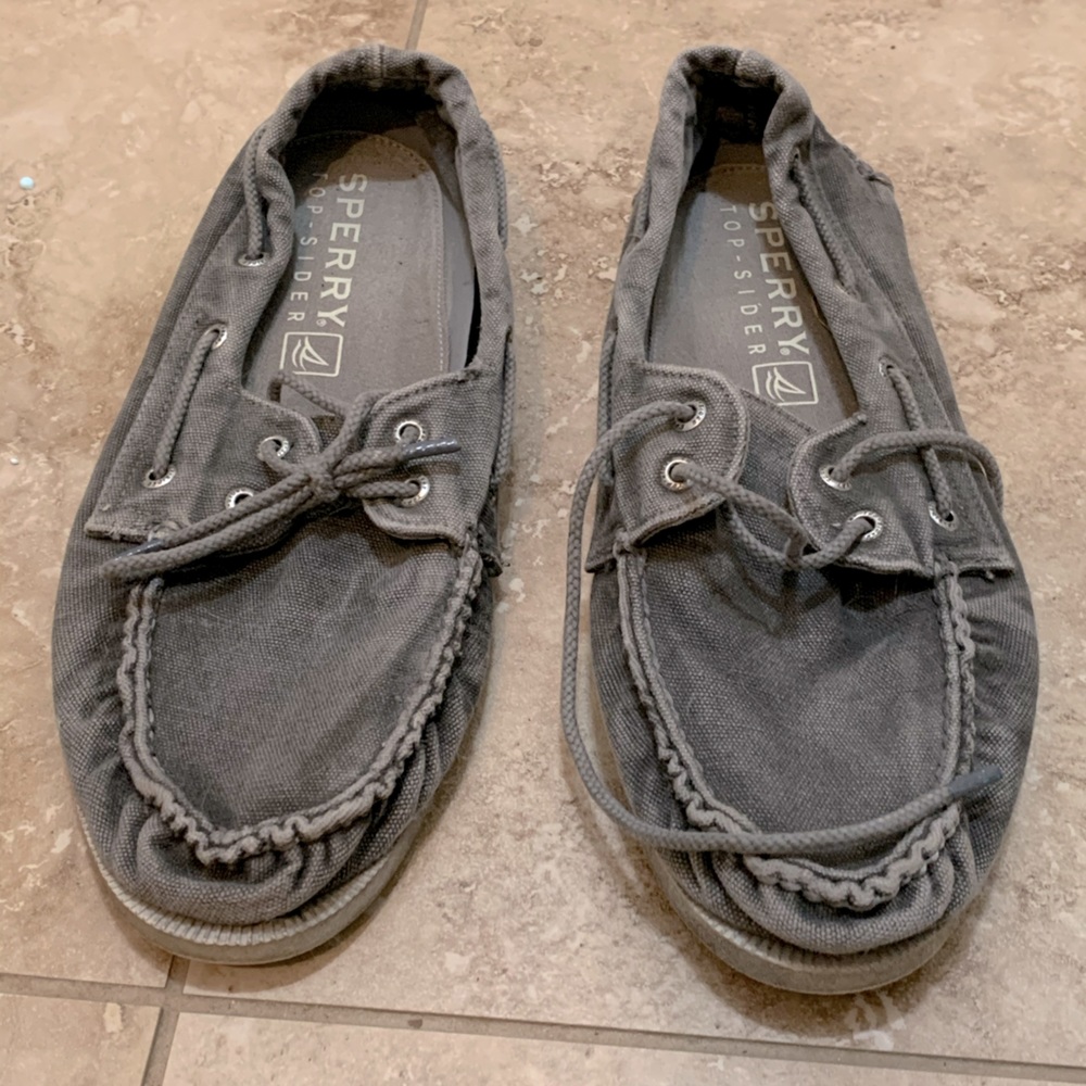 SPERRY Top-Sider Grey Washed Distressed Boat Shoes